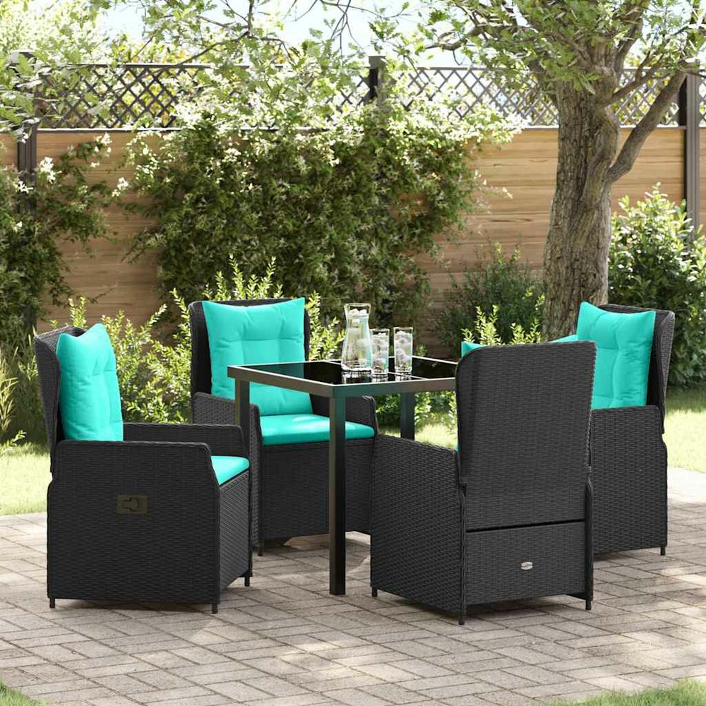 Ensemble de salle à manger pour jardin 5 pcs noir poly rotin