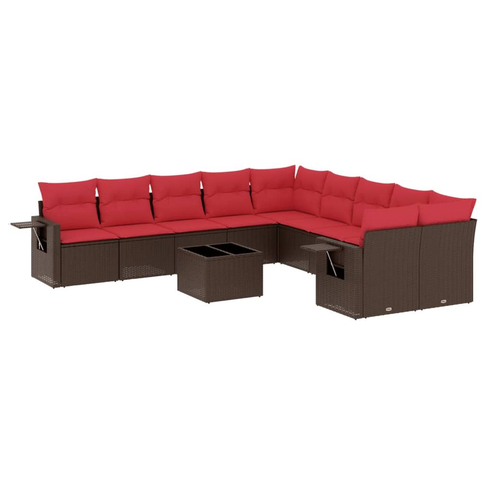 Ensemble de canapé de jardin 11 pcs avec coussins marron