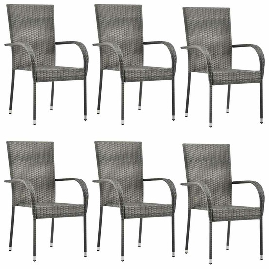 Chaises empilables d'extérieur lot de 6 gris résine tressée