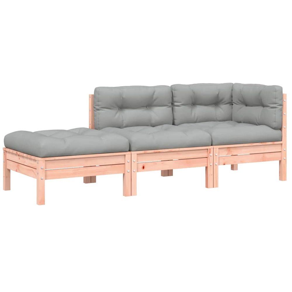 Canapé de jardin avec coussins et repose-pied 3 places