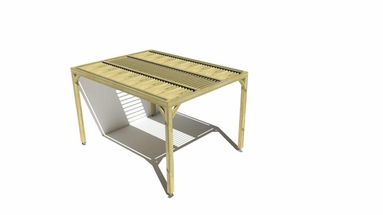 Pergola bois • 3m x 4m • adossée • sens profondeur • lames orientables bioclimatiques incluses • livraison comprise