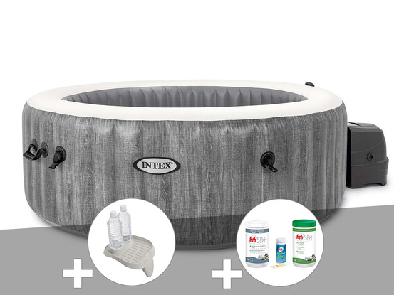 Kit spa gonflable purespa baltik rond bulles 6 places + porte-verre + kit de tr