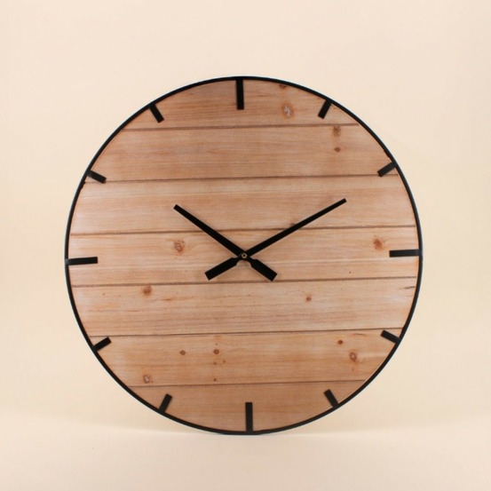 Horloge en bois et métal noir 60cm