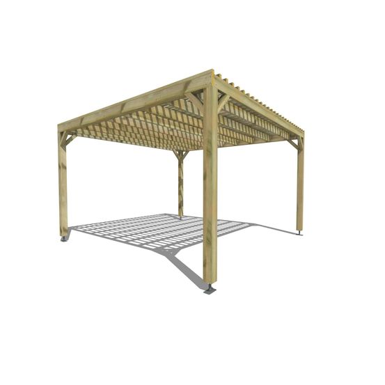 Pergola bois • 4m x 4m • indépendante • sens largeur • lattage bois • livraison comprise
