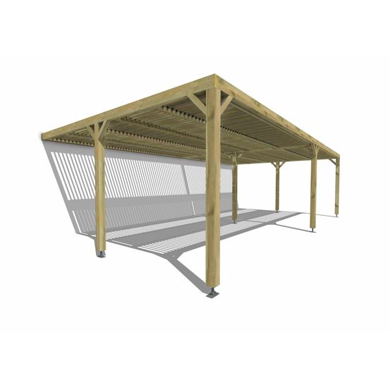 Pergola bois • 9m x 5m • adossée • sens largeur • lames orientables bioclimatiques incluses • livraison comprise