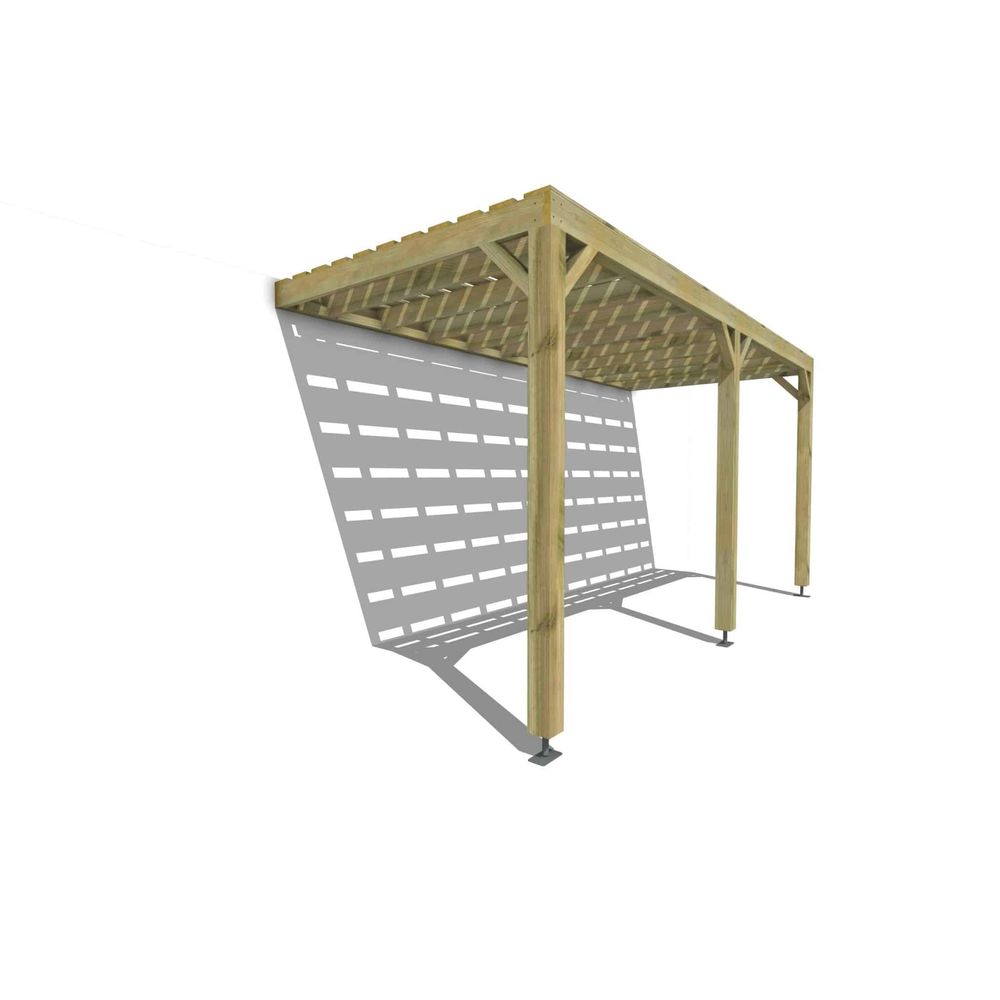 Pergola bois • 5m x 2m • adossée • sens profondeur • platelage bois • livraison comprise