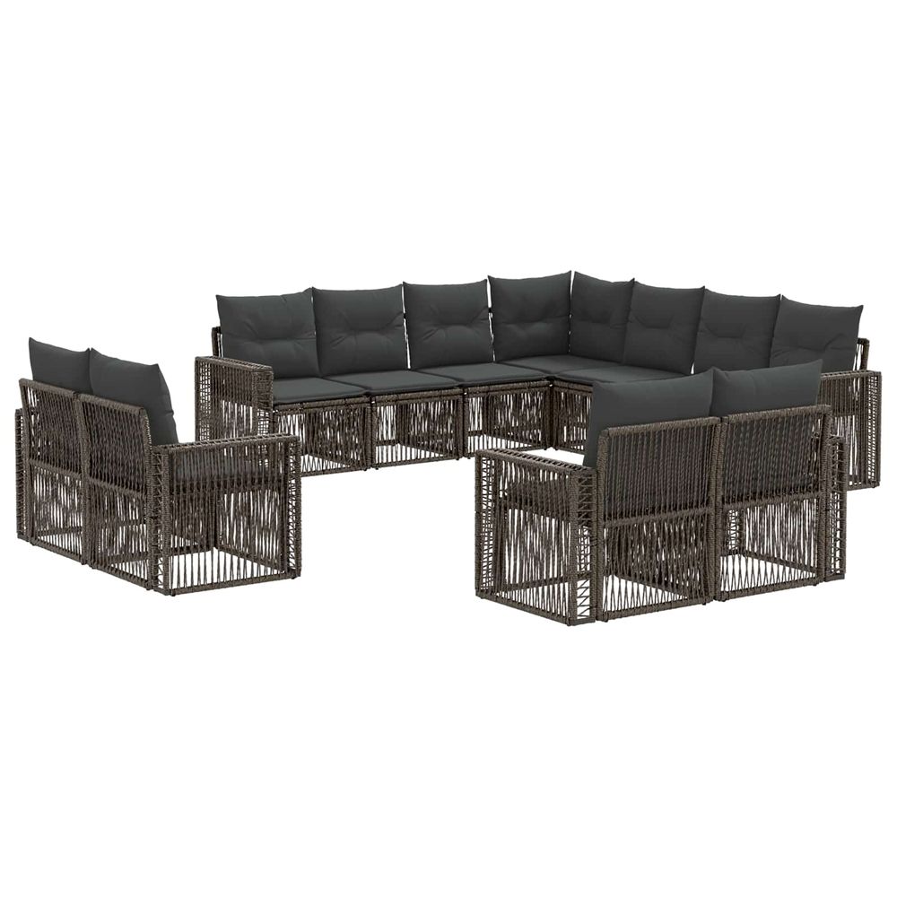 Ensemble de canapé de jardin 11 pc gris et gris foncé polyrotin