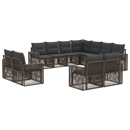Ensemble de canapé de jardin 11 pc gris et gris foncé polyrotin