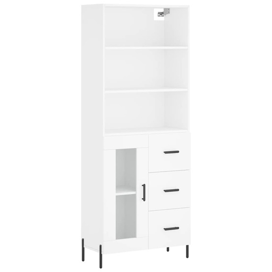 Buffet bahut commode armoire meuble de rangement organisateur cuisine salle de séjour salon haut 69,5 x 34 x 180 cm bois d'in