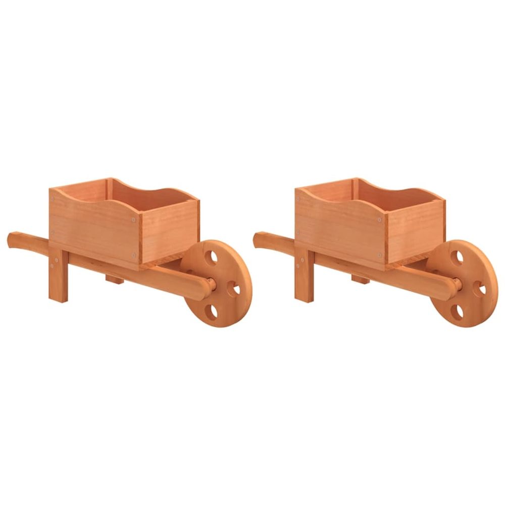 Jardinière d'extérieurs brouette 2 pcs 47x15x19 cm bois de sapin massif