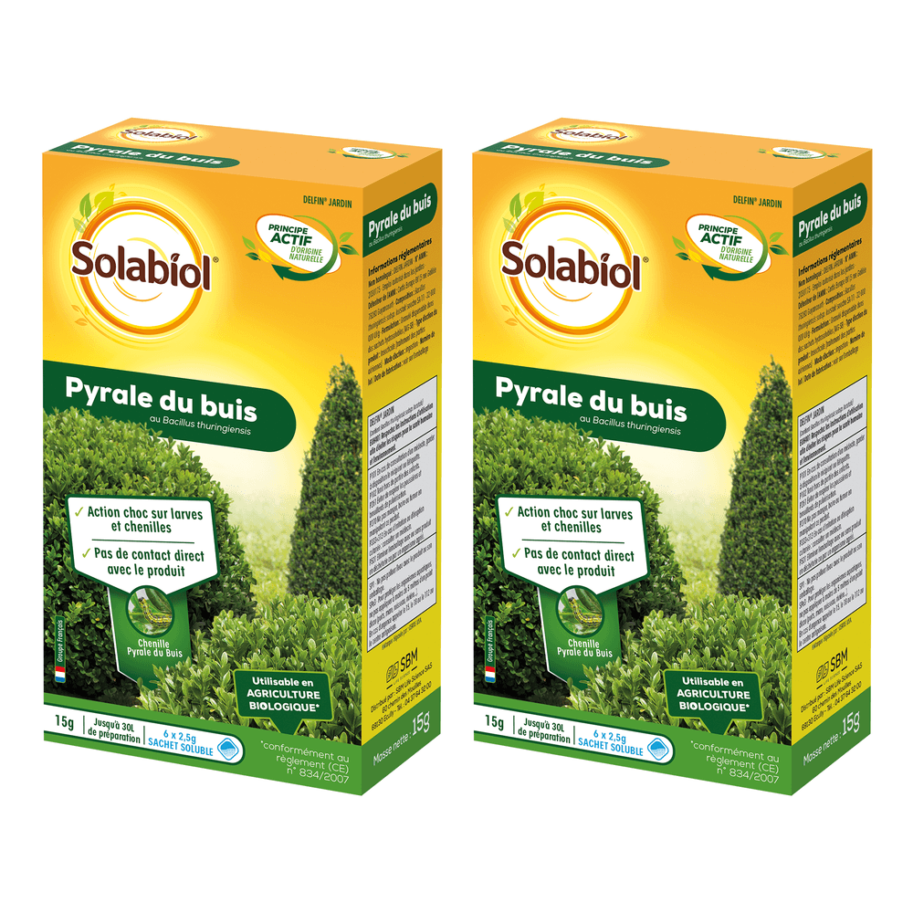 Solabiol pyrale du buis au bacillus thuringiensis - action choc sur larves et chenilles - utilisable en agriculture biologique