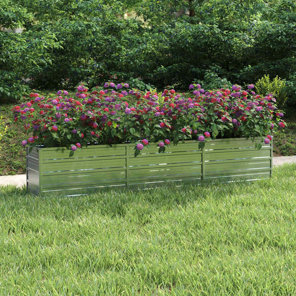 Long bac potager en acier galvanisé pour bordure jardin 240x40x45cm