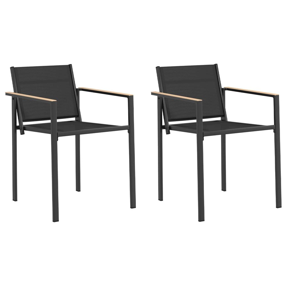 Chaises de jardin 2 pc noir et anthracite tissu textilène