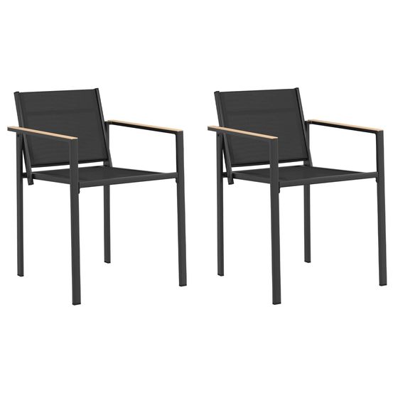 Chaises de jardin 2 pc noir et anthracite tissu textilène