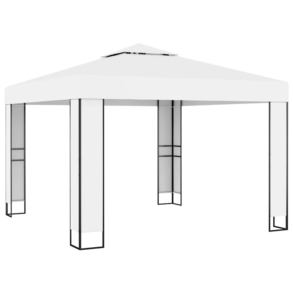 Tonnelle avec toit double 3x3 m Blanc