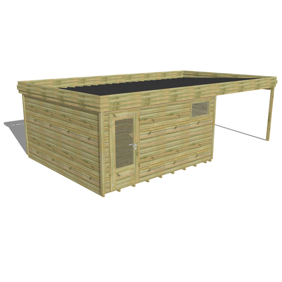 Abri de jardin bois pin traité autoclave 27mm - 7,84x4,34m / 34m2 - bac acier - plancher bois