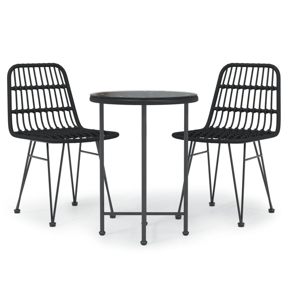 Ensemble à manger de jardin 3 pcs noir résine tressée