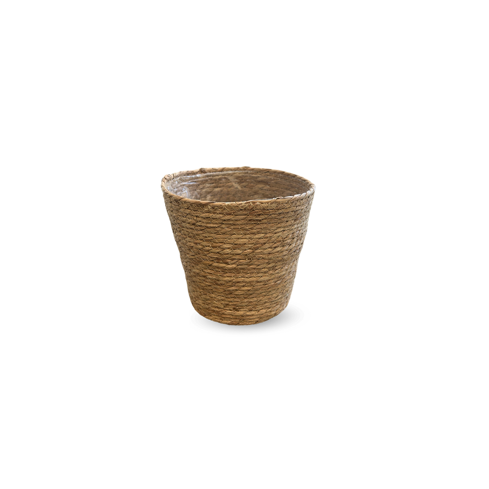Cache pots ronds en jonc de mer naturel - osier - ⌀ 13,5 cm - ↕ 13 cm