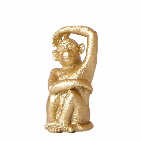 Singe assis or - figurine décorative