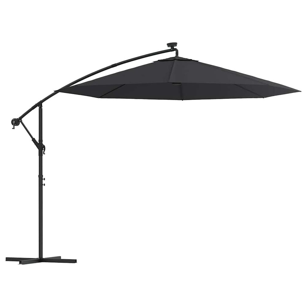 Parasol de jardin en porte-à-faux et lumières led mât en acier