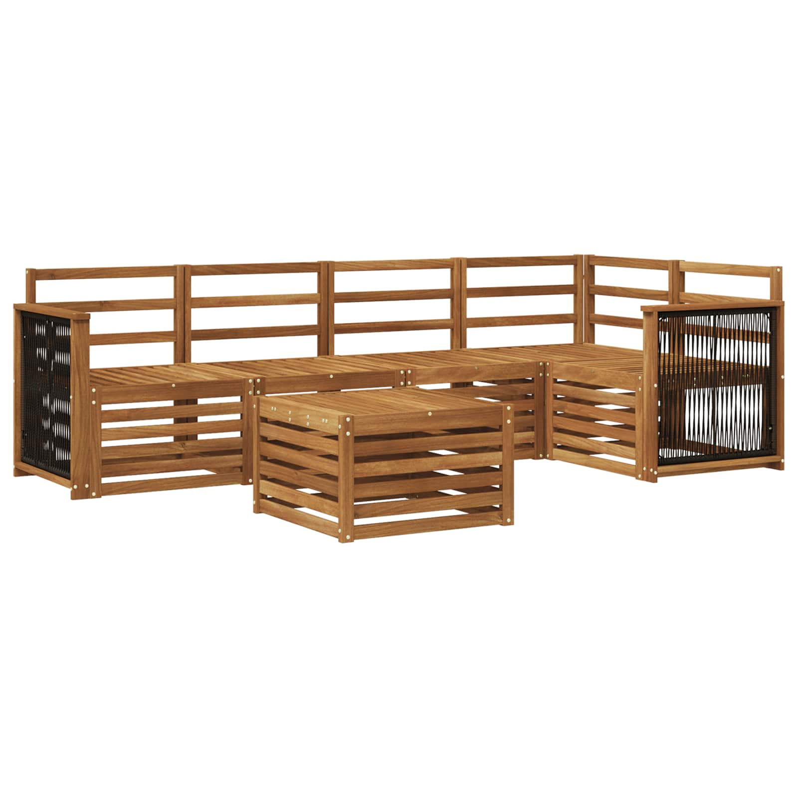 Ensemble de canapé d'angle 5 pcs naturel bois d'acacia massif