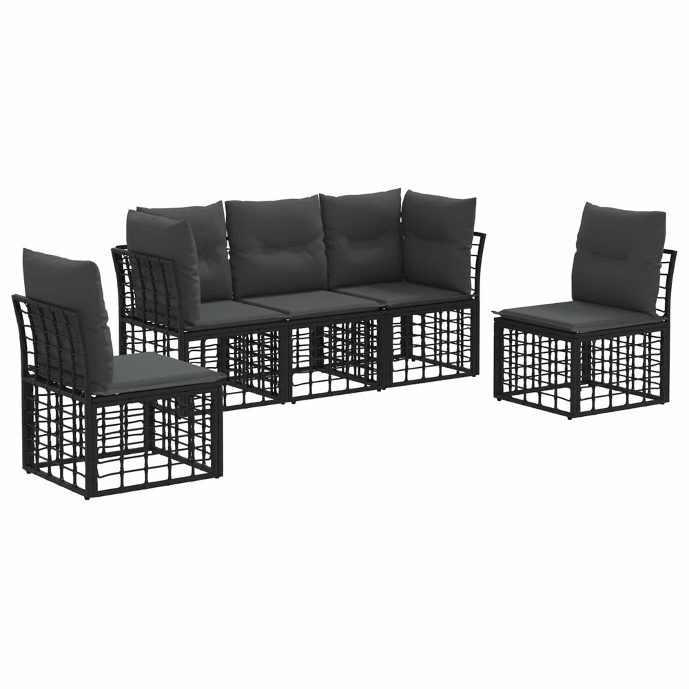 Ensemble de canapés d'extérieur noir polyester