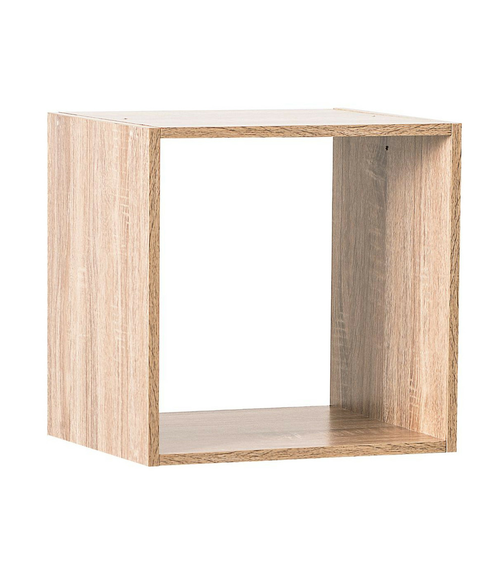 Meuble étagère 1 case de rangement effet chêne naturel h 34.5 cm - à poser ou mural