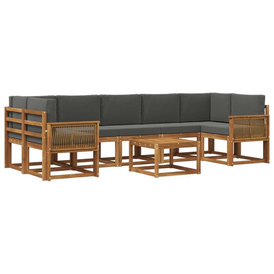 Ensemble de canapés d'extérieur 8 pc naturel et anthracite