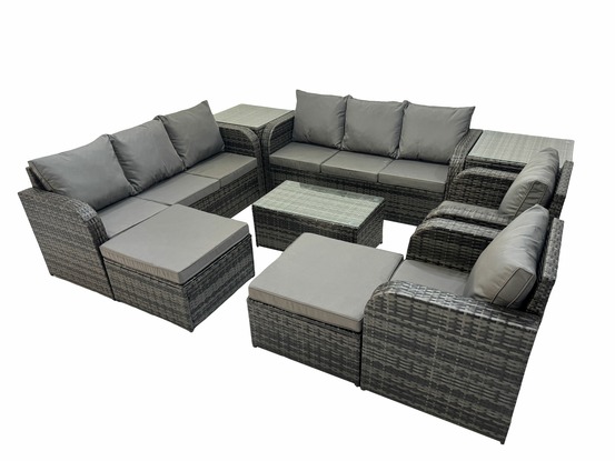 10 places ensemble de canapés en rotin avec canapé 3 places chaise inclinable 2 grand tabourets canapé 3 places 2 tables d'appoint