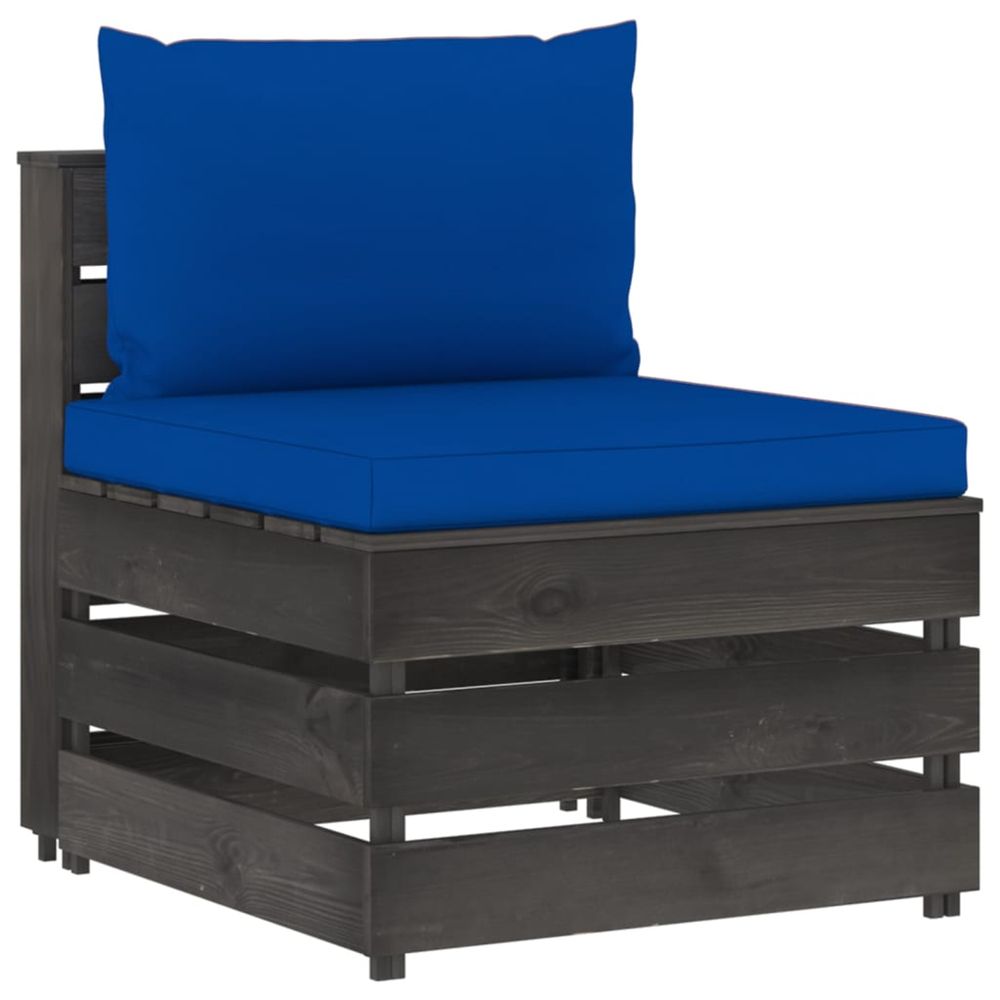 Canapé central sectionnel avec coussins bois imprégné de gris