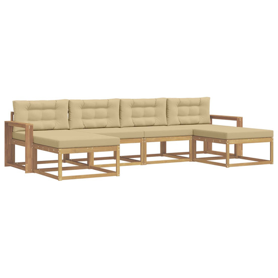 Ensemble de canapés d'extérieur 6 pcs blanc et beige