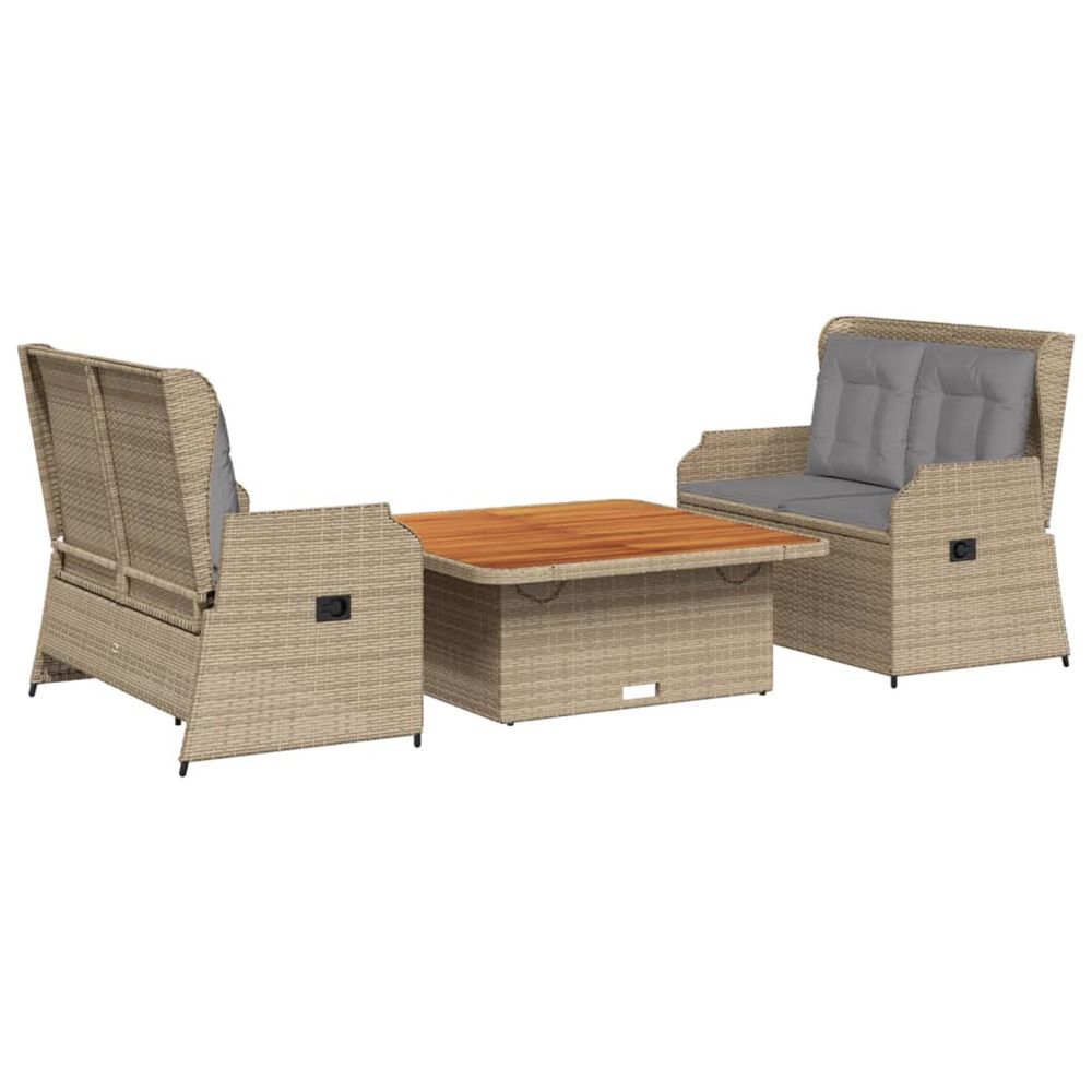 Salon de jardin avec coussins 3 pcs beige résine tressée