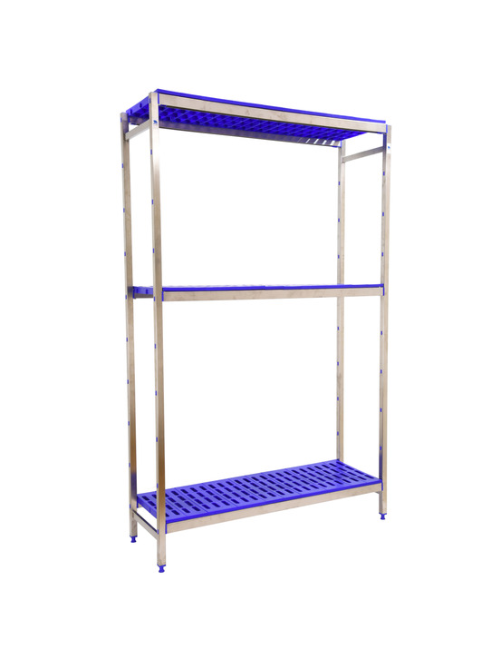 Etagère sans vis simoninox initial 3pp/1600x1660x500 a.inox/bleu 1600x1660x500 - simonrack