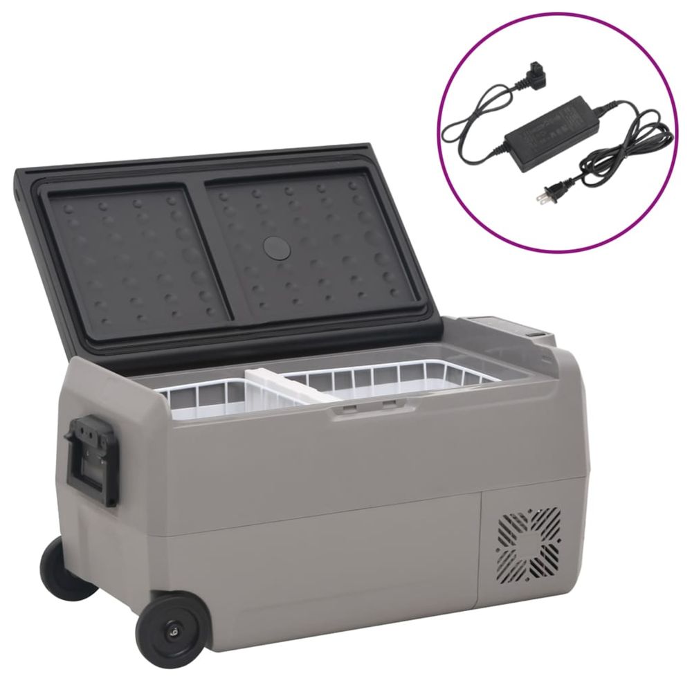 Glacière avec roue et adaptateur noir et gris 36 l pp et pe