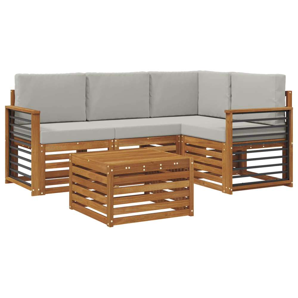 Ensemble de canapés d'extérieur 5 pcs gris naturel et clair