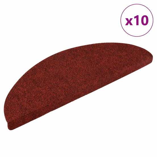 Tapis d'escalier autocollants 10 pièces 56 x 17 x 3 cm rouge bordeaux demi-rond