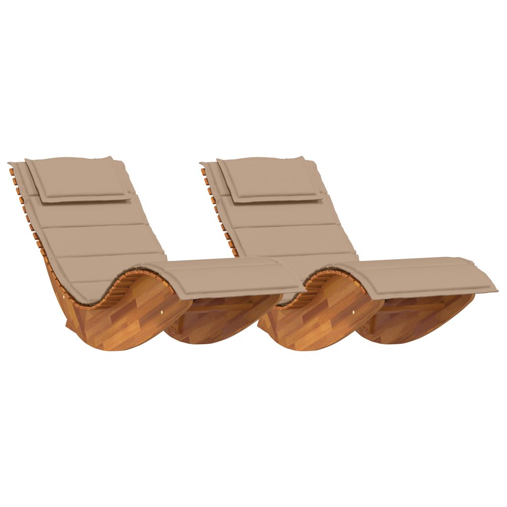 Transats balançants avec coussins 2 pcs bois massif d'acacia