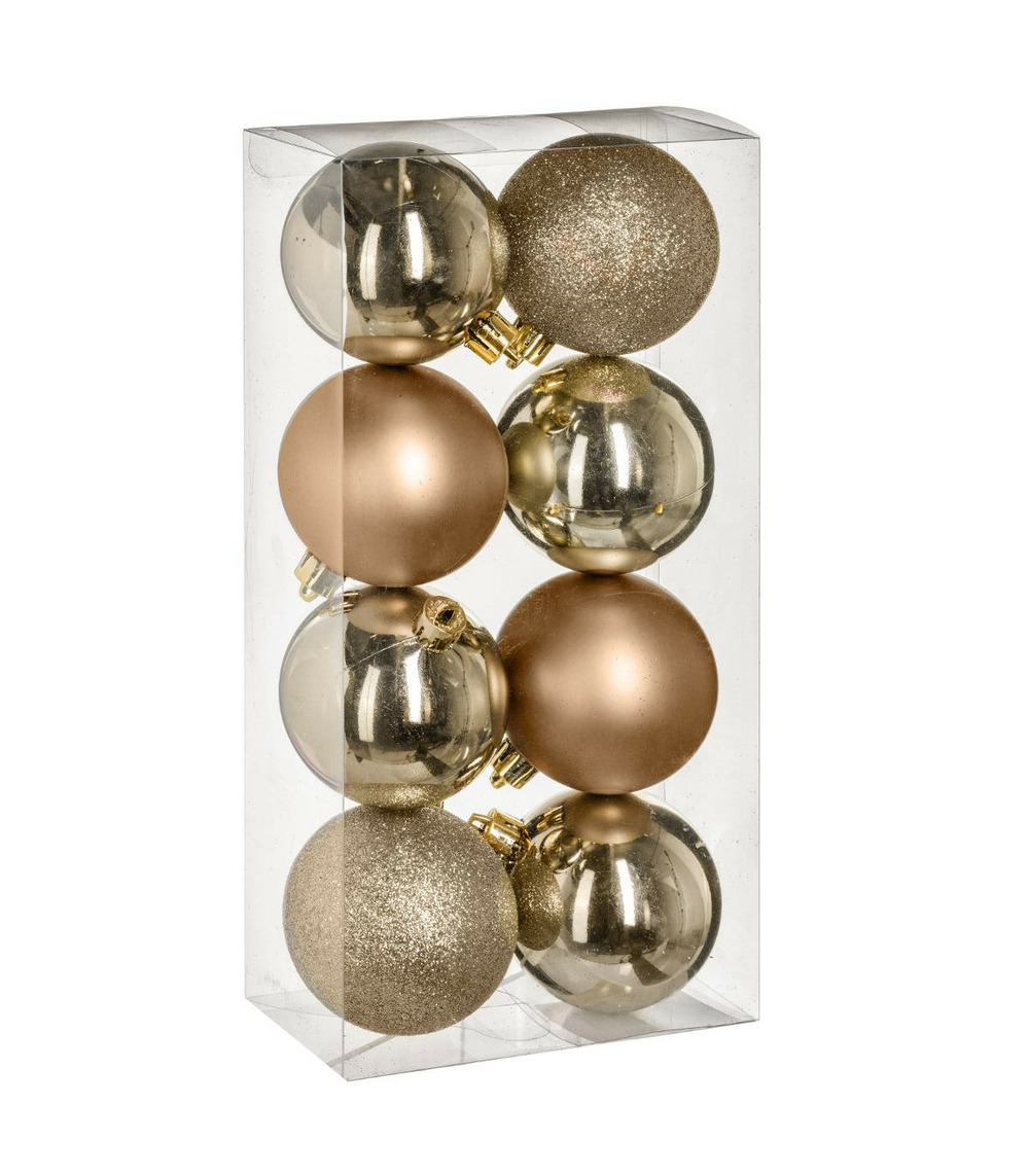Déco de sapin lot de 8 boules de noël d 7 cm - or