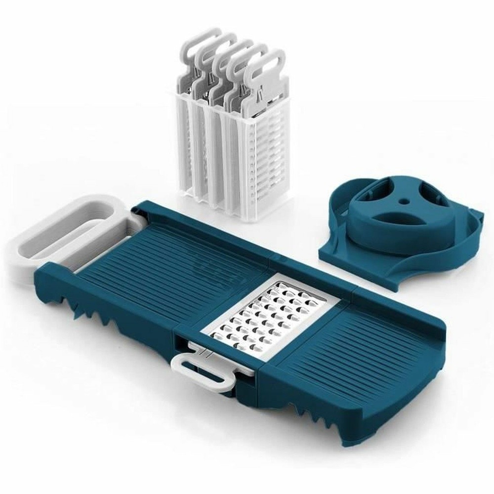 Mandoline pliable 6 en 1 - 3 lames de râpes et 3 lames de coupes légumes - inox