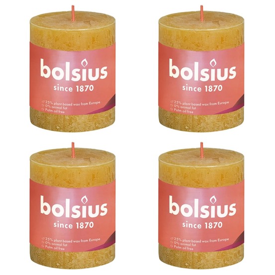 Bougies pilier rustiques 4 pcs 80x68 mm jaune nid d'abeilles