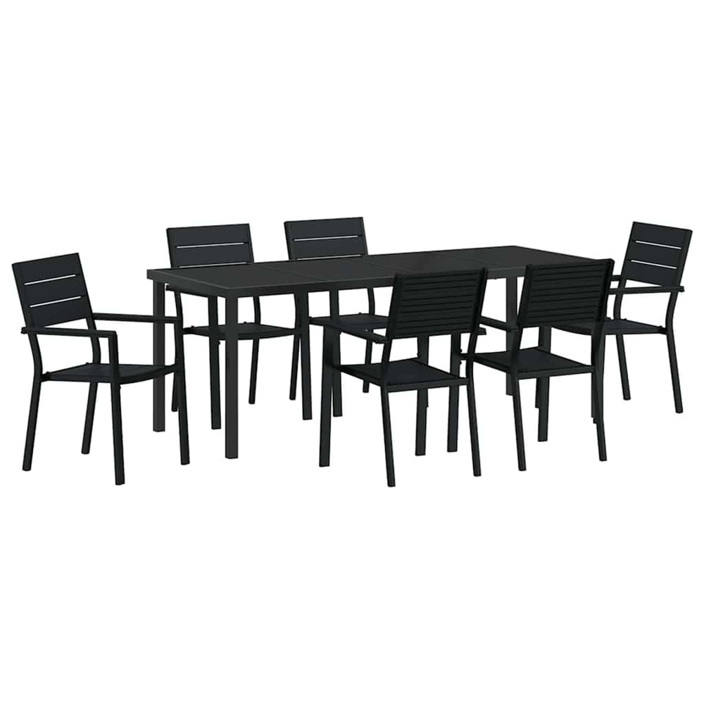 Ensemble de salle à manger pour jardin 7 pcs noir