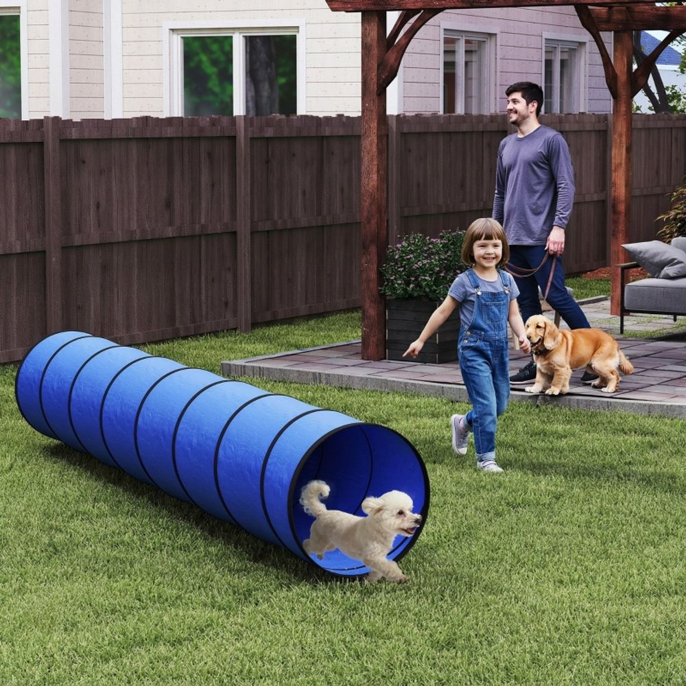 Tunnel d'agilité chien polyester jeu et entraînement extérieur 300x50 cm bleu - comfortxl outdoor living