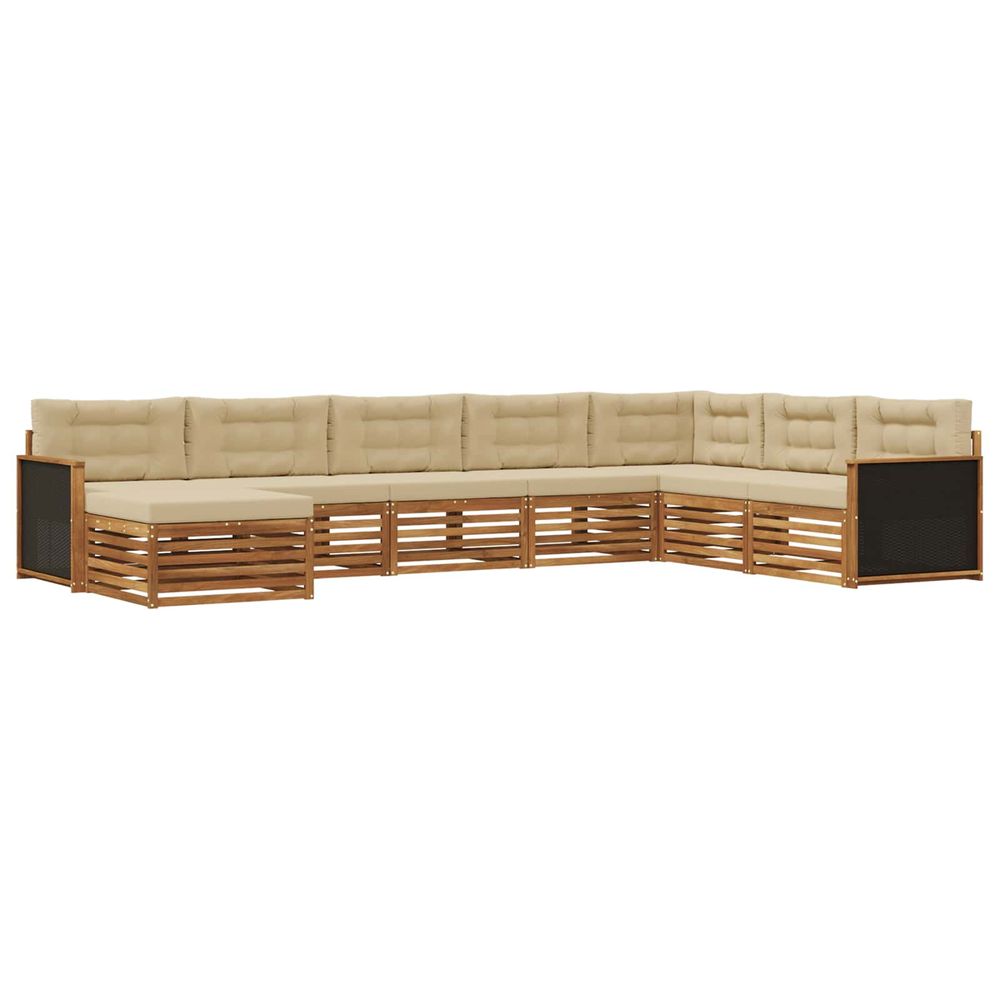 Ensemble de canapés d'extérieur 8 pc naturel et beige