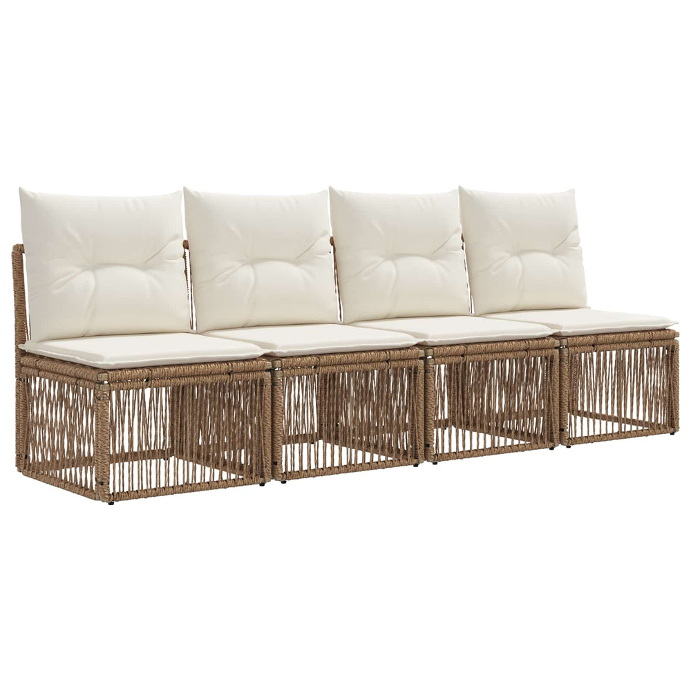 Canapé 4 places 4 pcs 4-nombre de places beige polyrotin
