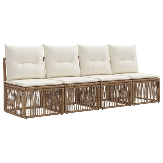 Canapé 4 places 4 pcs 4-nombre de places beige polyrotin