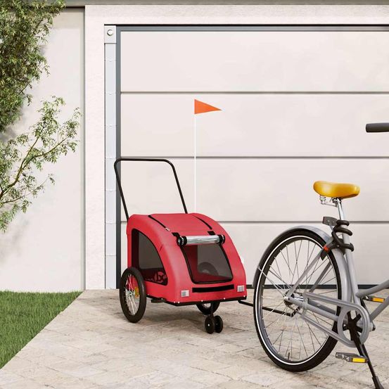 Remorque vélo chien 45kg en acier pour transport confortable rouge