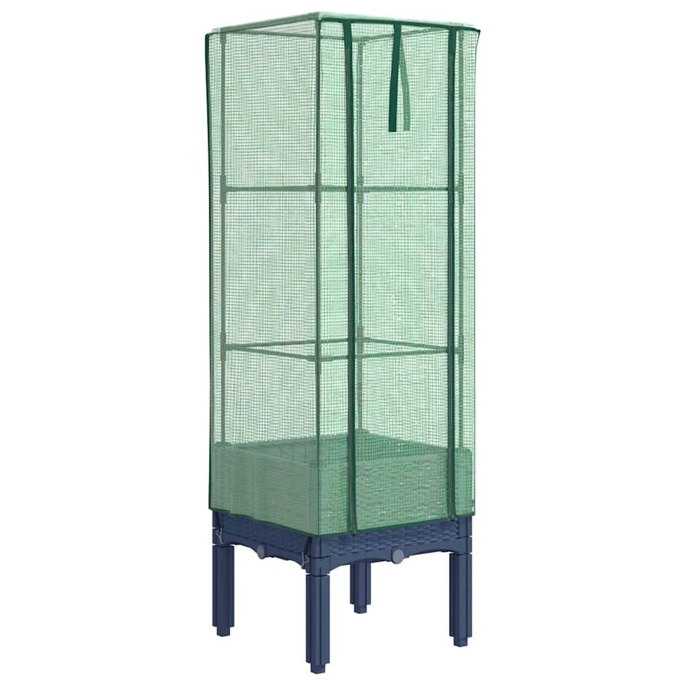 Jardinière surélevée avec housse aspect rotin 40x40x140 cm