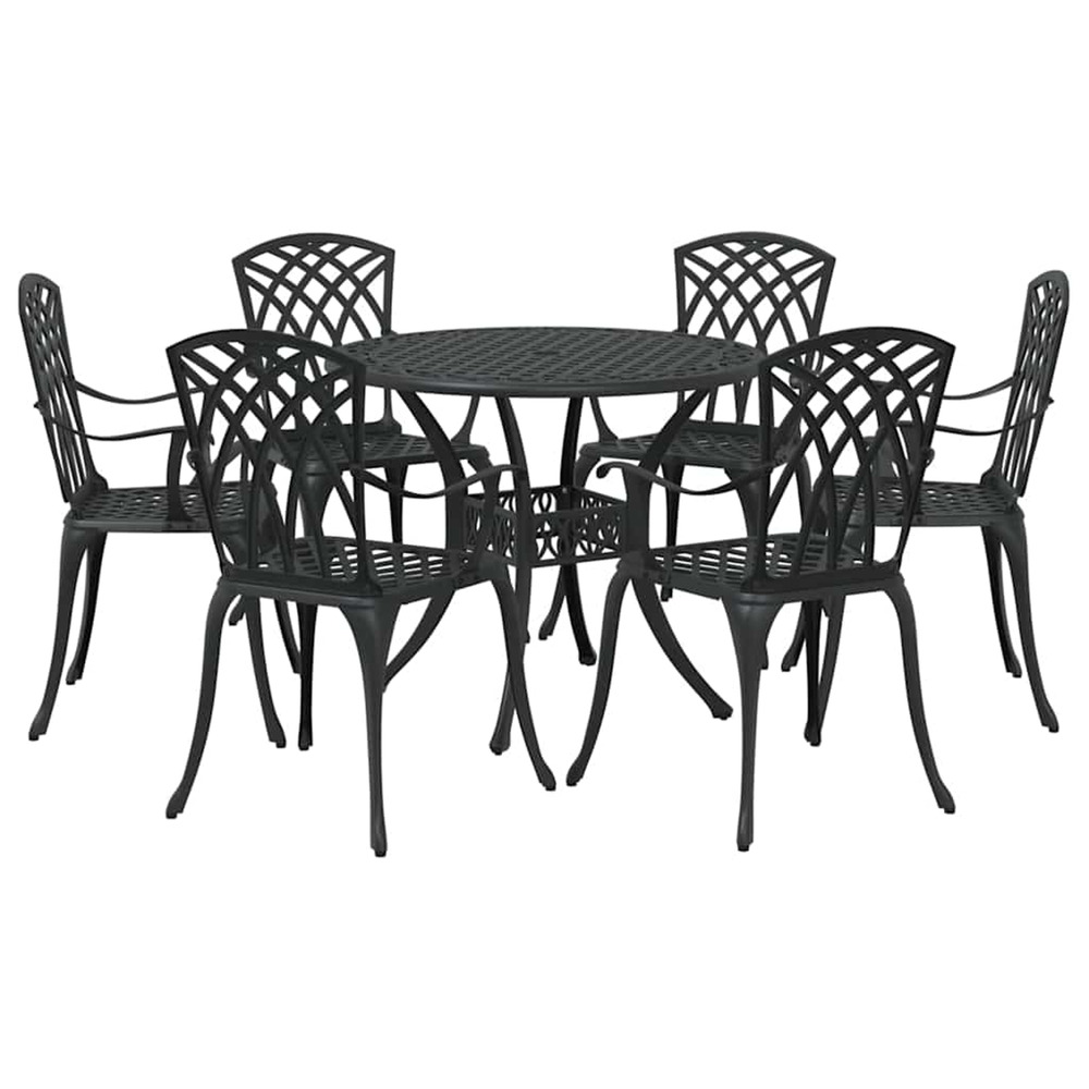 Ensemble de salle à manger pour jardin 7 pcs noir aluminium