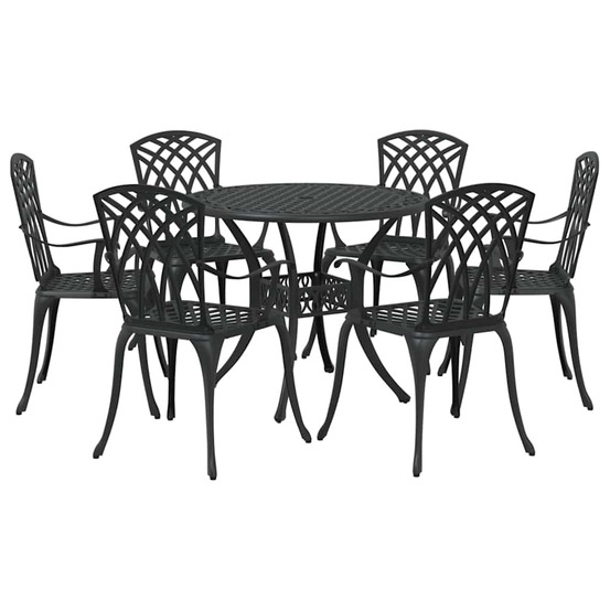 Ensemble de salle à manger pour jardin 7 pcs noir aluminium