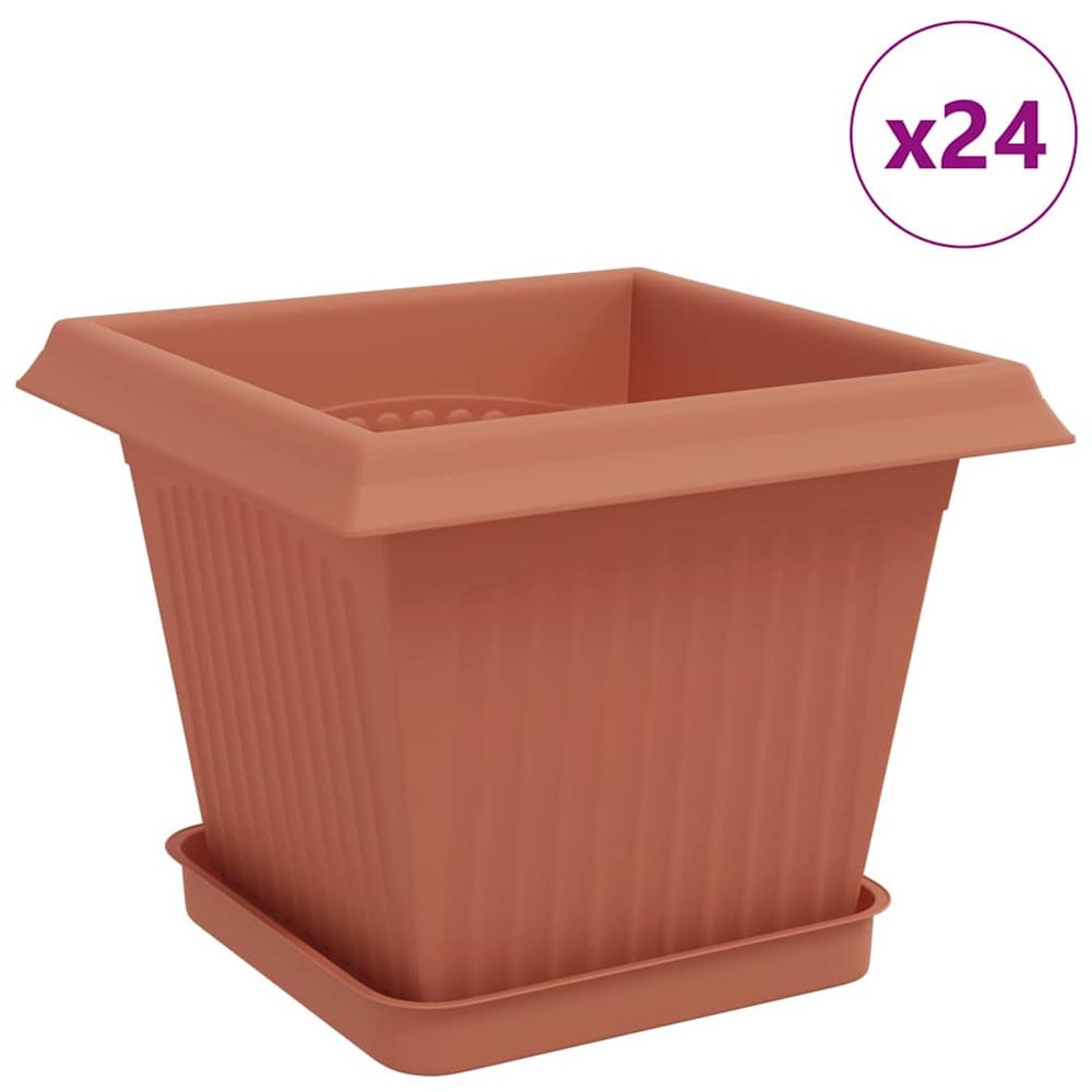 Pots de plantes 24 pc rouge brique plastique
